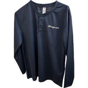 SNAP ON TOOLS Men Shirt Xl Long Sleeve Spell Out Casual Adult Navy Blue trl7#46